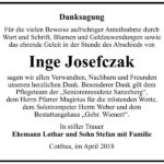 Danksagung Inge Josefczak