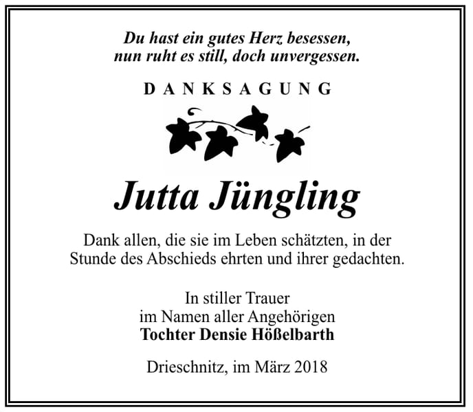 Danksagung Jutta Jüngling