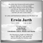 Traueranzeige Erwin Jurth