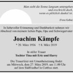 Traueranzeige Joachim Kämpfe