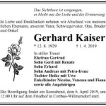 Traueranzeige Gerhard Kaiser