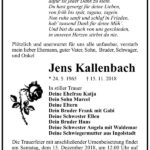 Traueranzeige Jens Kallenbach