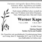 Traueranzeige Werner Kaps