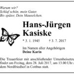 Traueranzeige Hans-Jürgen Kasiske