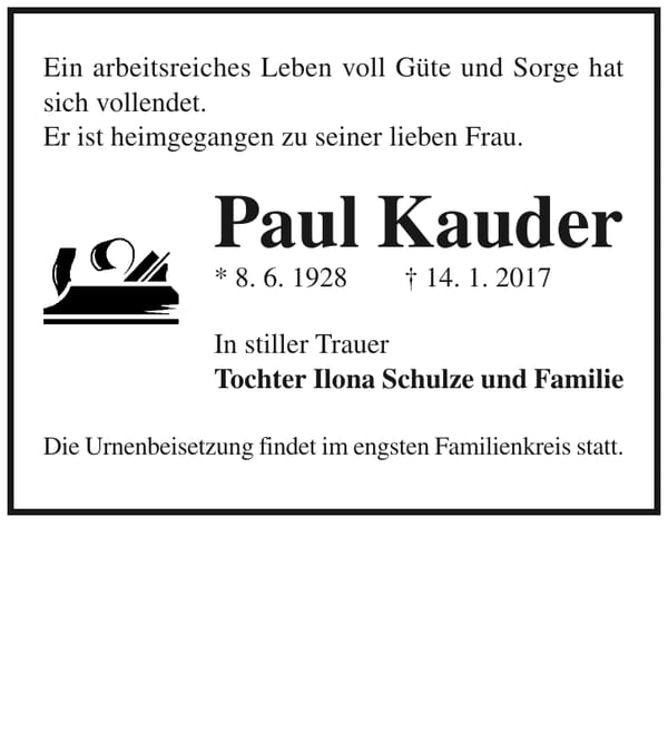 Traueranzeige Paul Kauder