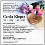 Danksagung Gerda Kieper