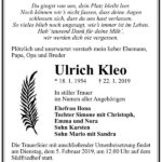 Traueranzeige Ulrich Kleo