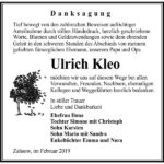 Traueranzeige Ulrich Kleo