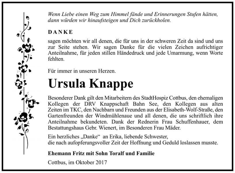 Danksagung Ursula Knappe