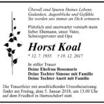 Traueranzeige Horst Koal
