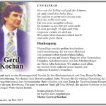 Danksagung Gerd Kochan