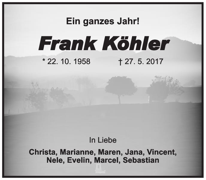 Jahresgedenken Frank Köhler