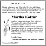 Traueranzeige Martha Kotzur