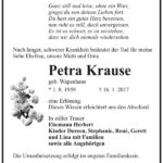 Traueranzeige Petra Krause, geb. Wapenhans