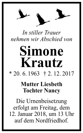 Traueranzeige Simone Krautz