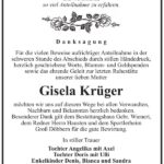 Danksagung Gisela Krüger
