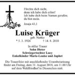 Traueranzeige Luise Krüger, geb. Nattke