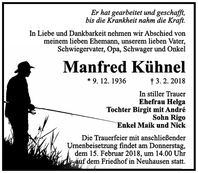 Traueranzeige Manfred Kühnel
