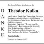 Danksagung Theodor Kulka