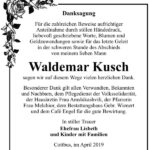 Traueranzeige Waldemar Kusch