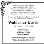 Traueranzeige Waldemar Kusch