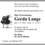 Traueranzeige Gerda Lange