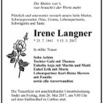 Traueranzeige Irene Langner
