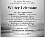 Danksagung Walter Lehmann