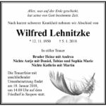Traueranzeige Wilfred Lehnitzke