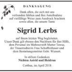 Danksagung Sigrid Lerbs