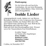 Danksagung Isolde Lieder