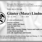 Traueranzeige Günter (Maxe) Lindner