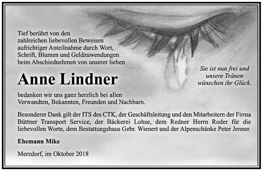 Danksagung Anne Lindner