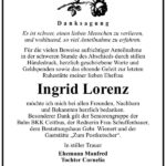 Danksagung Ingrid Lorenz
