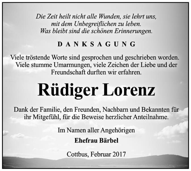 Danksagung Rüdiger Lorenz
