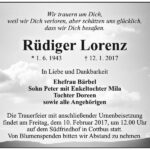 Traueranzeige Rüdiger Lorenz