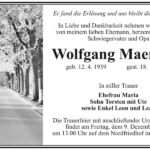 Traueranzeige Wolfgang Maerksch