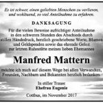 Danksagung Manfred Mattern