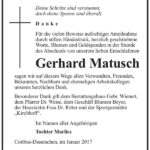 Danksagung Gerhard Matusch