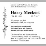 Traueranzeige Harry Meckert