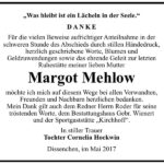 Danksagung Margot Mehlow