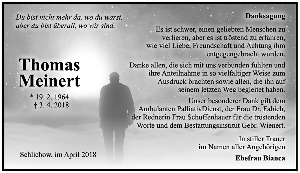 Danksagung Thomas Meinert