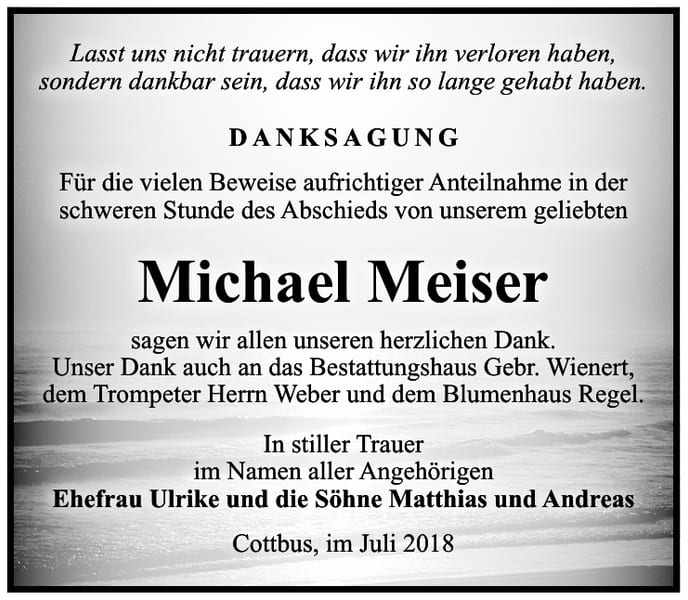 Danksagung Michael Meiser