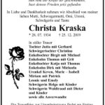 Traueranzeige Christa Kraska