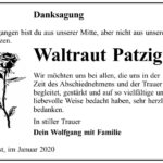 Danksagung Waltraut Patzig