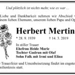 Traueranzeige Herbert Merting