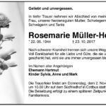 Traueranzeige Rosemarie Müller-Herz