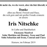 Traueranzeige Iris Nitschke