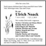 Traueranzeige Ulrich Noack