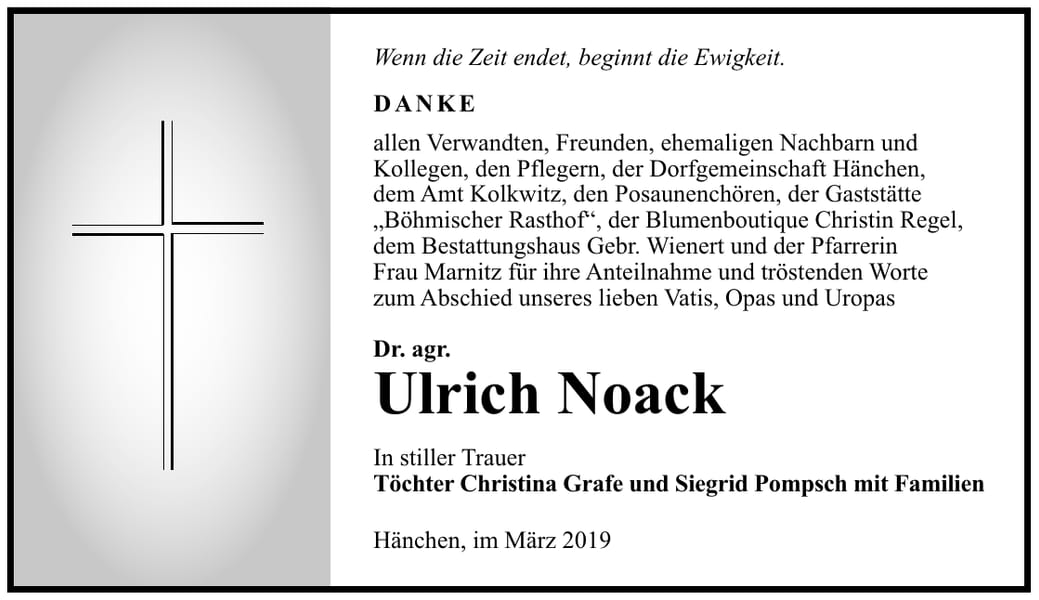 Traueranzeige Ulrich Noack
